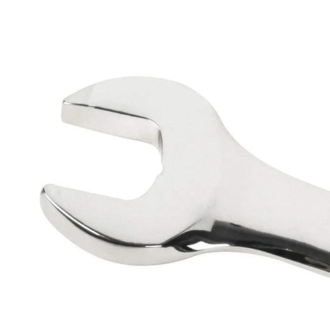 Close-up of a fully polished chrome finish 6-point box end from the 6-Point Box End Standard Combination Wrench Set, 13-Piece