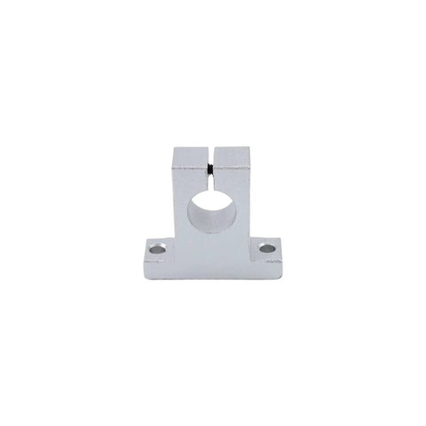 Four Pack SK16 Aluminum Linear Rail Shaft Supports for 16mm 0.63 Inch Shafts, showing front view of a single aluminum guide block with 6mm holes