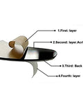 Cross-section diagram of Dope 3D Flower Pattern Wall Decals Set showing acrylic mirror and adhesive layers.
