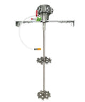 Half Horsepower 55 Gallon Pneumatic Paint Drum Mixer with adjustable bracket mount for drum tank, showing beefy air motor agitator