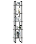 Concrete Grey 5-Tier Industrial Book Cabinet With Metal Frame And Engineered Wood Shelves, Perfect Bookcase And Display Rack