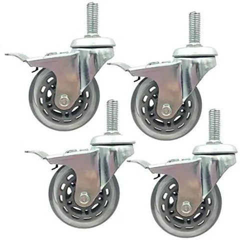 Heavy Duty Polyurethane Swivel Casters With Brake And Solid M8 Threaded Stem Set Of Four for smooth furniture rolling.