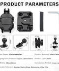 Eight Claw Atv Phone Mount Compatible With Cforce Ev Featuring Thick Silicone Damping That Crushes Bumps And Keeps Your Phone Locked Down Tight For Serious Off Road Adventures Without Skipping A Beat, black alloy and nylon phone holder parts.