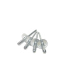 Qty 2500 1/8 In Diameter X 3/8 In Large Flange Aluminum Pop Rivets Kit For Building And Maintenance, close-up of rivets