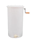 Two-Frame Manual Honey Extractor for Beekeeping, Durable Plastic Centrifuge Tool, White, Easy Grip S-Shaped Handle, 15.75 by 28.35 Inches