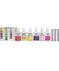 Zero Drama Saltwater Aquarium Water Test Kit with chemical bottles and color guide for pH, ammonia, nitrite testing.