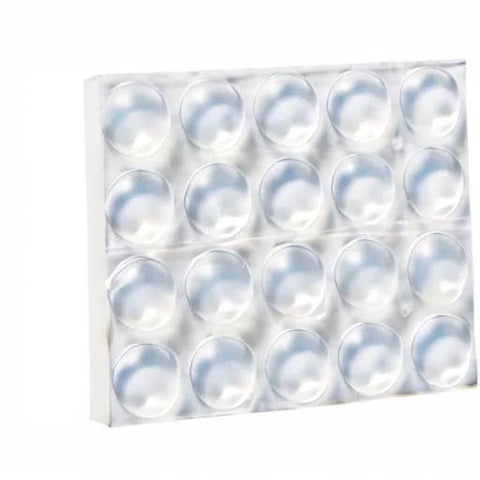 Clear Self Stick Cabinet Bumper Pads Twenty Pack Round One Half Inch Rubber Cushions For Cabinets And Drawers Protect Surfaces From Scratches And Dents And Reduce Noise With Transparent