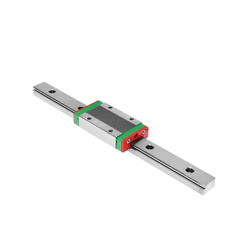 Four Piece MGN7H Linear Motion Slider Kit Plus Two MGN Rails, 100 to 800mm Range, single rail with one slider visible