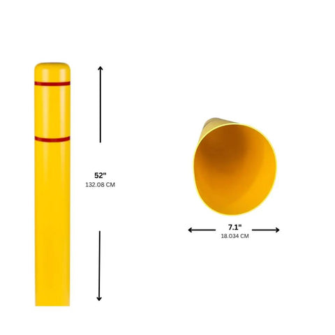 Heavy Duty 4 Pack Bollard Covers 7x52 Inch High Viz Reflective Tape For 6 5 8 Od Posts showing height and diameter.