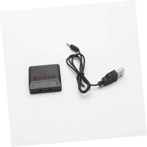 3.7V LiPo Battery Charger For RC Quadcopters 5 In 1 Portable Station with USB cable on white background