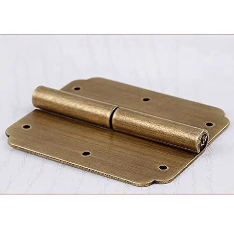 Heckin Stylish Gold Cabinet Hardware Door Hinges With Screws Vintage Butt Hinges Built Like A Tank Stainless Steel Plates Straight Up Durable For Home And Office Use, showing a vintage gold hinge with rounded edges.