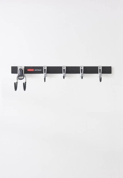 FastTrack Garage Hook Kit And Tool Organizer With All In One Rail For Wall Shed And Garden Storage 6 Piece Heavy Duty Hooks