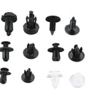 100 Piece Auto Push Retainer Clip Kit For Trim Panels And Body Fasteners, Durable Plastic Clips For Car Interior And Exterior Panel Mounts, Replacement Set For Door, Fender, Bumper And Trim Applications. Assorted black and white plastic clips