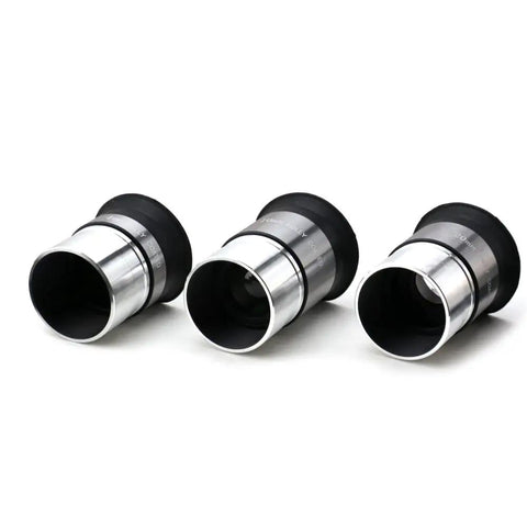 1.25 Inch Multi-Coated Telescope Eyepiece Set With Soft Eyecups 4mm 10mm And 20mm for Beginners and Pros, three eyepieces displayed.