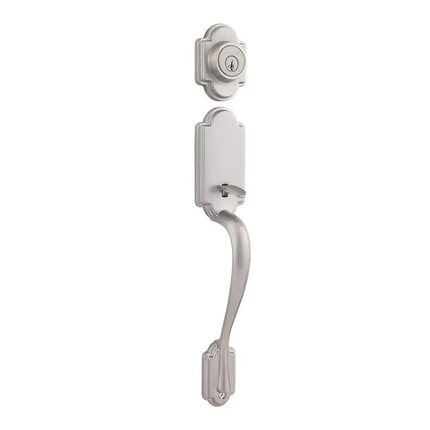Front Door Lock Set With Deadbolt And Reversible Lever Handleset, Satin Nickel Exterior Finish, Pick Resistant SmartKey Rekey Security