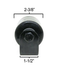 Front view of 3 Inch Heavy Duty Plastic Gate Roller Top Guide for Smooth Sliding Non Marking Wheel Black Hard Plastic