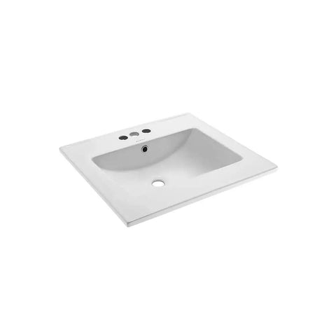 24 Inch Ceramic Vanity Top Sink With Three Faucet Holes, Top Mount Bowl, Scratch Resistant Non Porous Ceramic Surface For Your Modern Bathroom Setup