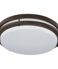 Jordan 14 Inch LED Flush Mount in Satin Bronze with Opal Glass Diffuser, Dimmable from fifteen to one hundred percent, 1700 lumens