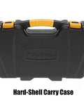 Badass 15-In-1 Network Tool Kit 2 Pack Heavy Duty Ethernet Crimper for Cat5 Cat6 Cables with Builder Tester Wire Stripper Punch Down Screwdriver Durable Carry Case Solid Gear for Any Handyman Gig - textured black hard-shell carry case with yellow accents.
