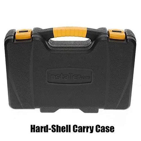 Badass 15-In-1 Network Tool Kit 2 Pack Heavy Duty Ethernet Crimper for Cat5 Cat6 Cables with Builder Tester Wire Stripper Punch Down Screwdriver Durable Carry Case Solid Gear for Any Handyman Gig - textured black hard-shell carry case with yellow accents.