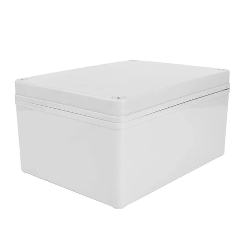 Built Tough Weatherproof Outdoor Junction Box With Mounting Plate For Electrical Distribution ABS Plastic IP67 Waterproof Enclosure Heavy Duty DIY Electrical Box 200mm By 150mm By 100mm, white ABS enclosure, 200x150x100mm