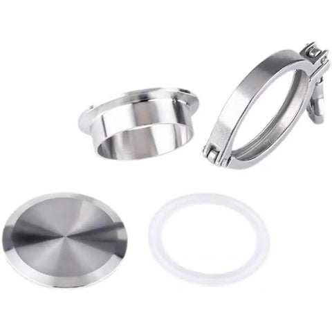 Top Shelf 304 Stainless Steel Ferrule Kit With Tri Clamp Pipe End Cap And Silicone Gasket For Dairy Food Processing Quick Fit Setup Durable Rugged Gear, 19-168mm parts