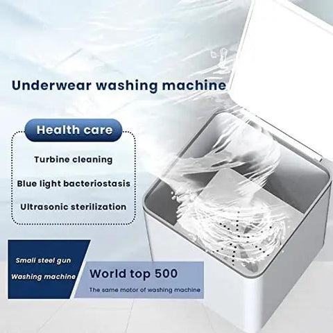 Mini Portable Washing Machine Automatic Compact Laundry Washer Quiet Foldable Frame Lightweight Travel Buddy quick spin cycle for delicate underwear.