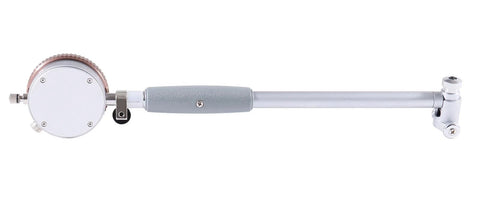 Side view of Accusize dial bore gauge with 6-inch stem, chrome body and gray textured handle