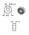 Heavy Duty T6061 Aluminum Round Spacers Black Anodized Finish 5/8 Inch Outside Diameter 1/4 Inch Inside Fits 1/4 Or M6 Bolts Unthreaded Standoff Bushing 250 Pack Built Tough dimensions detailed drawing