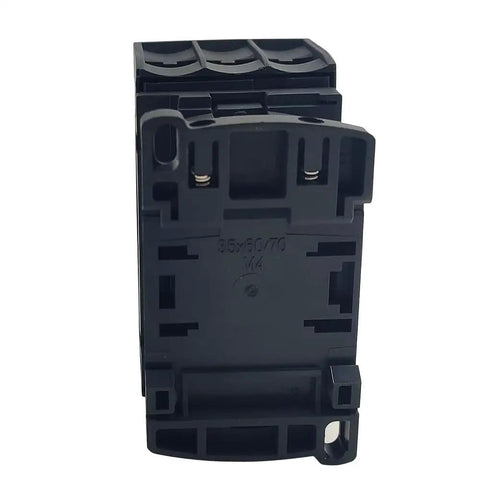 Front view of a Three Phase AC Electric Magnetic Contactor 32A 220V Coil With Three Poles Three Normally Open Contacts, black housing