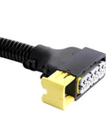 Real Deal Ecu Connector Set With Oem Grade Waterproof Housing And Durable Wire Harness Plugs For No Drama Multi Pin Auto Wiring Jobs Plug And Ride Sweet Installation, close-up of 16-pin connector with yellow clip.