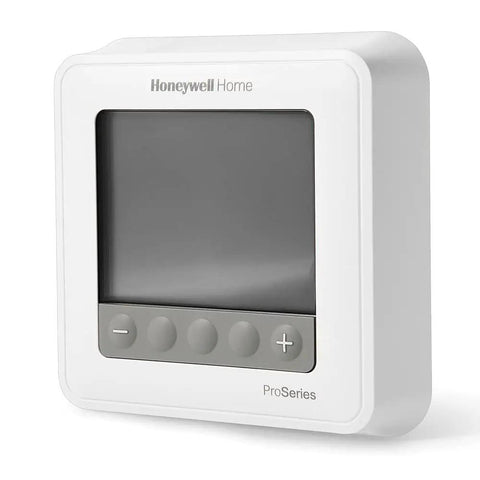 T6 Pro 1 Heat Slab Sensor Thermostat Model TH6100AF2004, white unit, with digital display and control buttons, angled view.