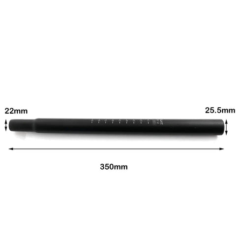 Aluminum 25.4mm Diameter 350mm Length Bike Seat Post Long Aluminum Alloy Seat Tube For Mountain Bike And Fixie Riders Rustproof Black