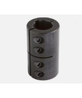 1-1/4 In By 1-1/4 In Rigid Shaft Coupling Single Split With Keyway, Beefed-Up Two-Piece Design For Precise, Slippage-Free Shaft Connection And Easy Installation. Black steel, 4 set screws.
