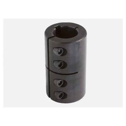 1-1/4 In By 1-1/4 In Rigid Shaft Coupling Single Split With Keyway, Beefed-Up Two-Piece Design For Precise, Slippage-Free Shaft Connection And Easy Installation. Black steel, 4 set screws.