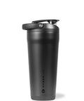 Vacuum Insulated Protein Shaker Bottle Built For Totally Dead Silent Mixing And Sweat Proof Shell Locks Your Preworkout Ice Cold Through Savage Gym Sessions And Long Haul Drives In Matte Black, side view.