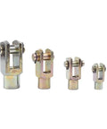 Y Type Cylinder Joint Kit With Rod And Piston Clevis For Multiple Thread Sizes M6 M8 M10 M12 M16 M20 M27 Industrial Grade Cylinder Accessories One Color, metal clevis set shown in four sizes