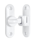White Barn Door Latch Set With 90/180 Degree Gate Lock Ideal For Cabinets Sliding Doors And Bathrooms Zinc Alloy Right Angle Door Lock Latch No Fuss Install And Solid Security, close-up view of installed latch