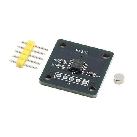 14-Bit High-Precision Magnetic Encoder Module For Accurate Rotary Position Sensing In Motion Control And Robotics, PCB sensor board with pin header and magnet