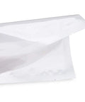 Close-up of Clear 6x10 Inch 3 Mil Chamber Vacuum Sealer Bags with tear notch, BPA-Free pre-cut pouches, showing sealed edge