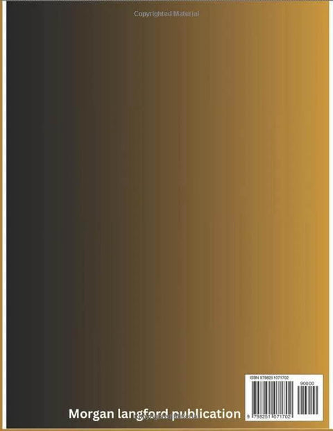 Back cover of a brown-to-gold gradient book with barcode at lower right and Morgan Langford Publication.