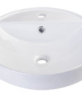 BA141 18 Inch Round Ceramic Above Mount Bathroom Basin With Single Hole Faucet Setup And Rear Center Drain No Fuss Built To Last Porcelain Sink For Modern Homes