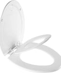 Zero Fuss Potty Training Toilet Seat For The Whole Fam With Built In Magnetic Toddler Cup And Slow Close Lid Steady Hold Elongated Style Crisp White open