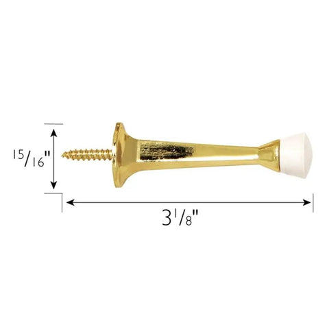 Stainless Steel Door Stop 3 Inch With Polished Brass Finish And Rubber Tip, Heavy Duty Wall Or Door Mount, 10 Pack