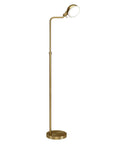 66 Inch Integrated LED Floor Lamp With Metal Shade In Brushed Brass, slick modern task light with adjustable head and minimalist design