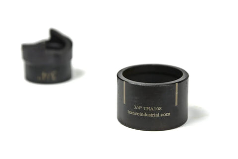 Slug Splitting Conduit Punch Die Rugged For Hydraulic Knockout Driver, 3/4 inch fitting, front view, close-up, metal construction.