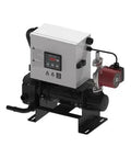 Heavy Duty Diesel Engine Water Heater With Stainless Steel Circulating Pump and Digital Thermostat Control, showing front angle with stainless pump.