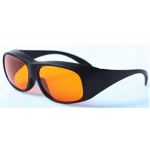 Heavy Hitter Laser Safety Glasses With OD5 Filter Blocking Violet Blue Green Lasers Built Different Construction with orange lens.