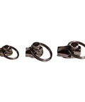 Three Piece Zipper Repair Kit With Multiple Sized Sliders In Nickel Or Graphite Finish For Quick Fixes To Broken Zippers No More Replacing The Whole Zipper Easy To Install And Reuse DIY Friendly Tough Build, showing three different sized sliders in a metallic finish.