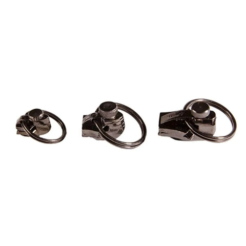 Three Piece Zipper Repair Kit With Multiple Sized Sliders In Nickel Or Graphite Finish For Quick Fixes To Broken Zippers No More Replacing The Whole Zipper Easy To Install And Reuse DIY Friendly Tough Build, showing three different sized sliders in a metallic finish.
